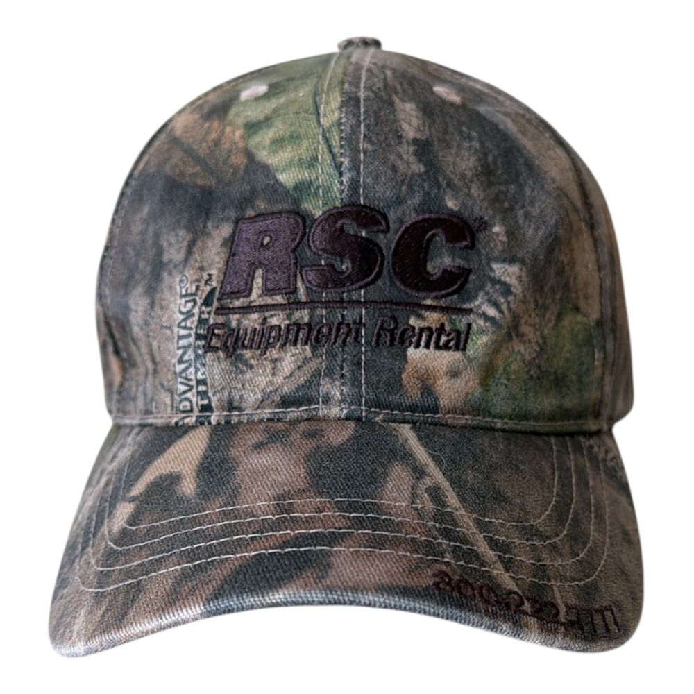 1990s Vintage RSC Equipment Rental Camouflage Baseball Hat Cap OSFA Mens Womens